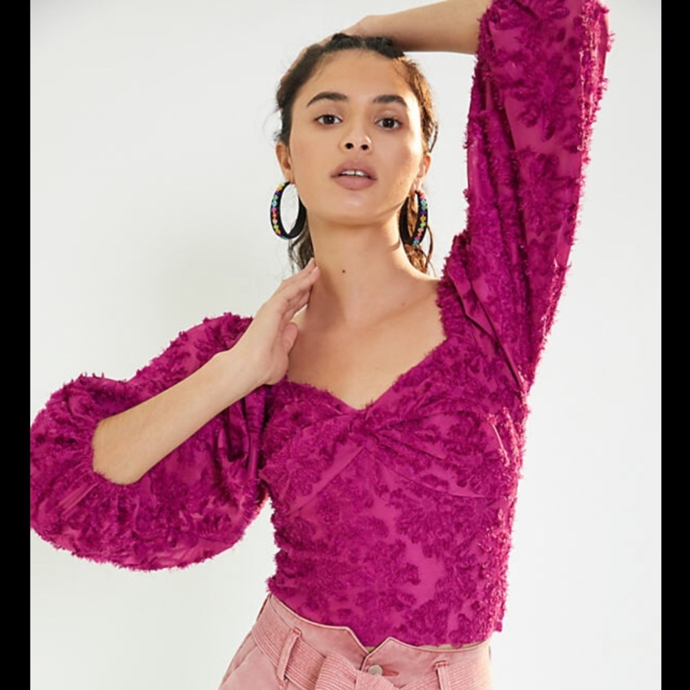 Anthropologie + Hutch Kena Medley Blouse Top in Berry NWT